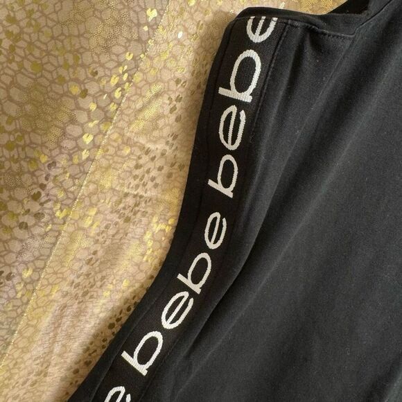 Bebe Y2K Black White Logo Bodycon Tank Top Mini Dress XL (EG) - Picture 5 of 6